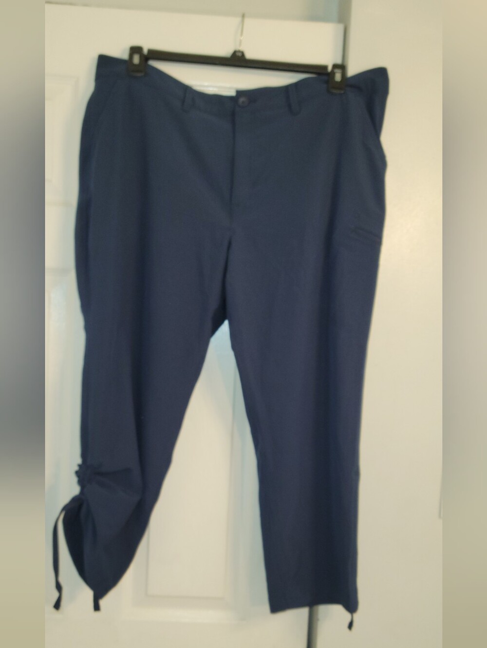Women's Navy Drawstring Hem Pants